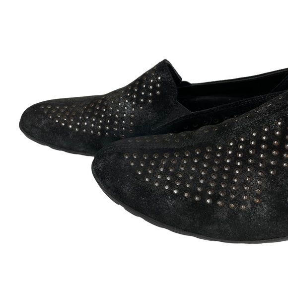 Sesto Meucci Black Suede SlipOn 9 Narrow Hovercraft Sole Silver Punched Leather - Picture 10 of 16